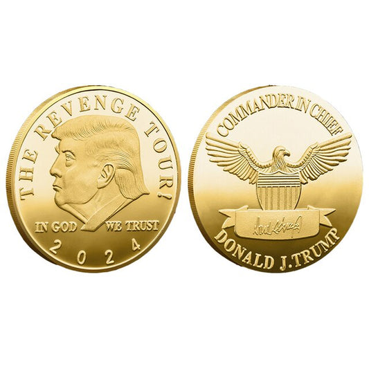 New 2024 President Donald Trump Silver Gold Plated EAGLE Commemorative Coin Donald J Trump of US President the REVENGE TOUR Coin